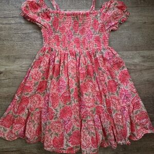 Haute Hippie Pink Floral Smocked Off-Shoulder Dress